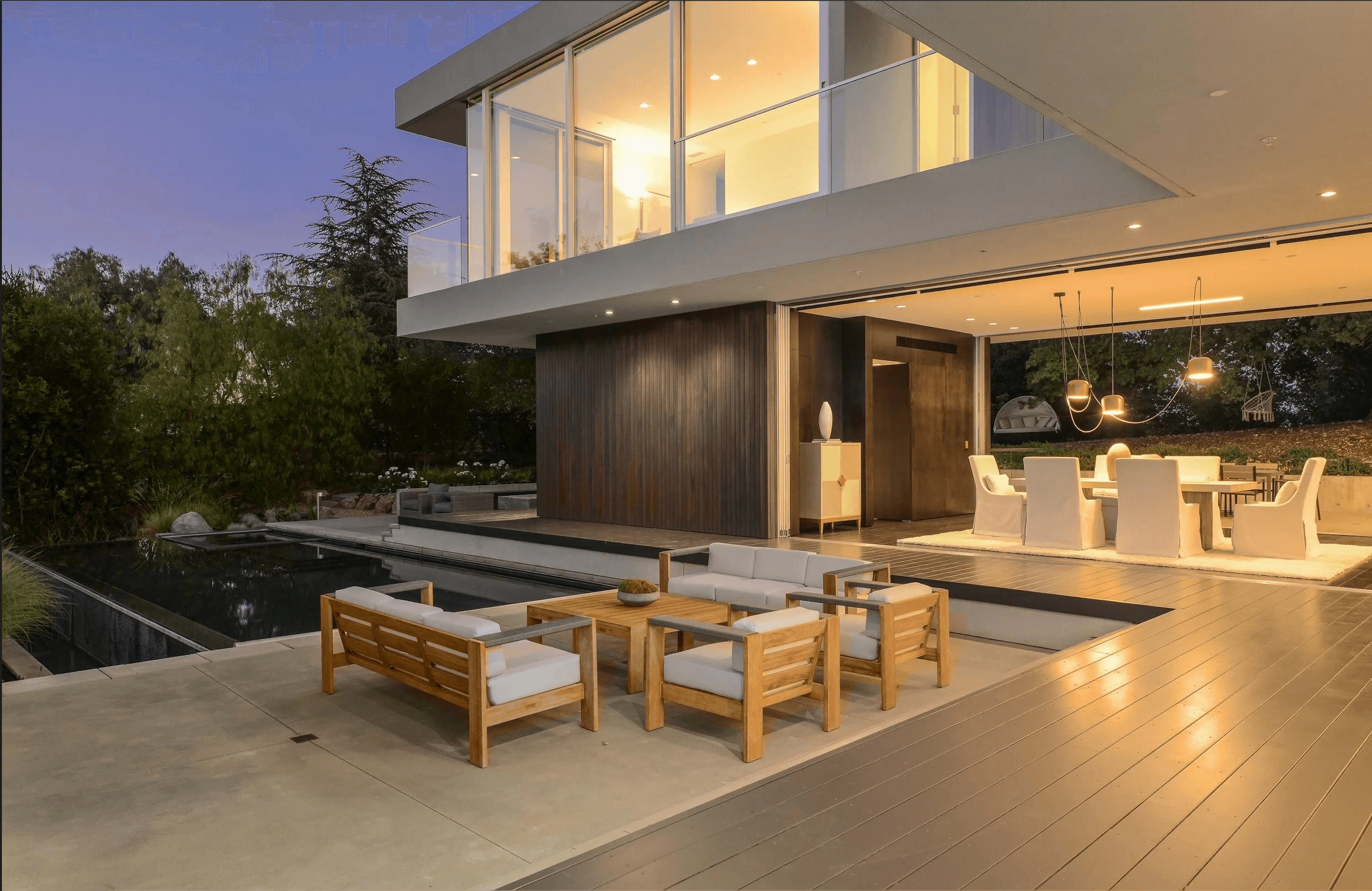 Considered outdoor furniture on a modern architectural terrace
