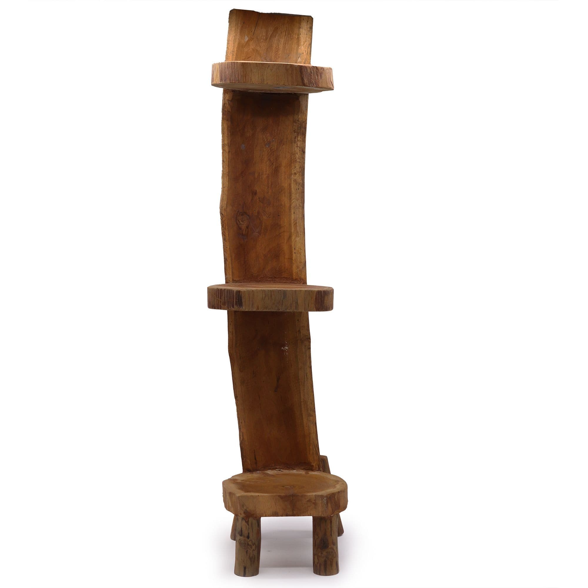 Natural Teak Log Shelf Display – 3 Tier 100cm | Kaiku